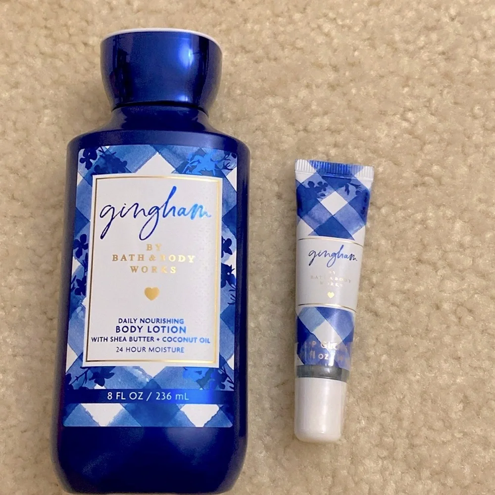 NIB Bath& Body Works Gingham Body Care Set